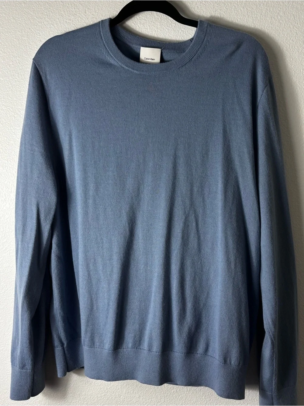 Calvin Klein Men’s XL Slate Blue Crewneck Sweater Wool Blend Lightweight